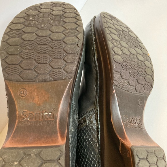 Sanita Gray Leather Zip Scaled Heel Rubber Clog Boots Women’s Size 40 - Picture 8 of 8